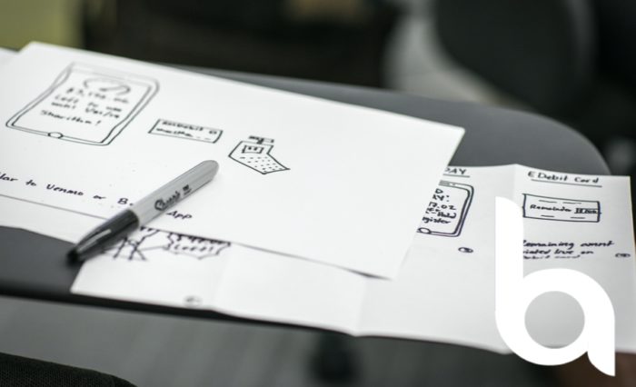 Design Thinking sketch on white paper